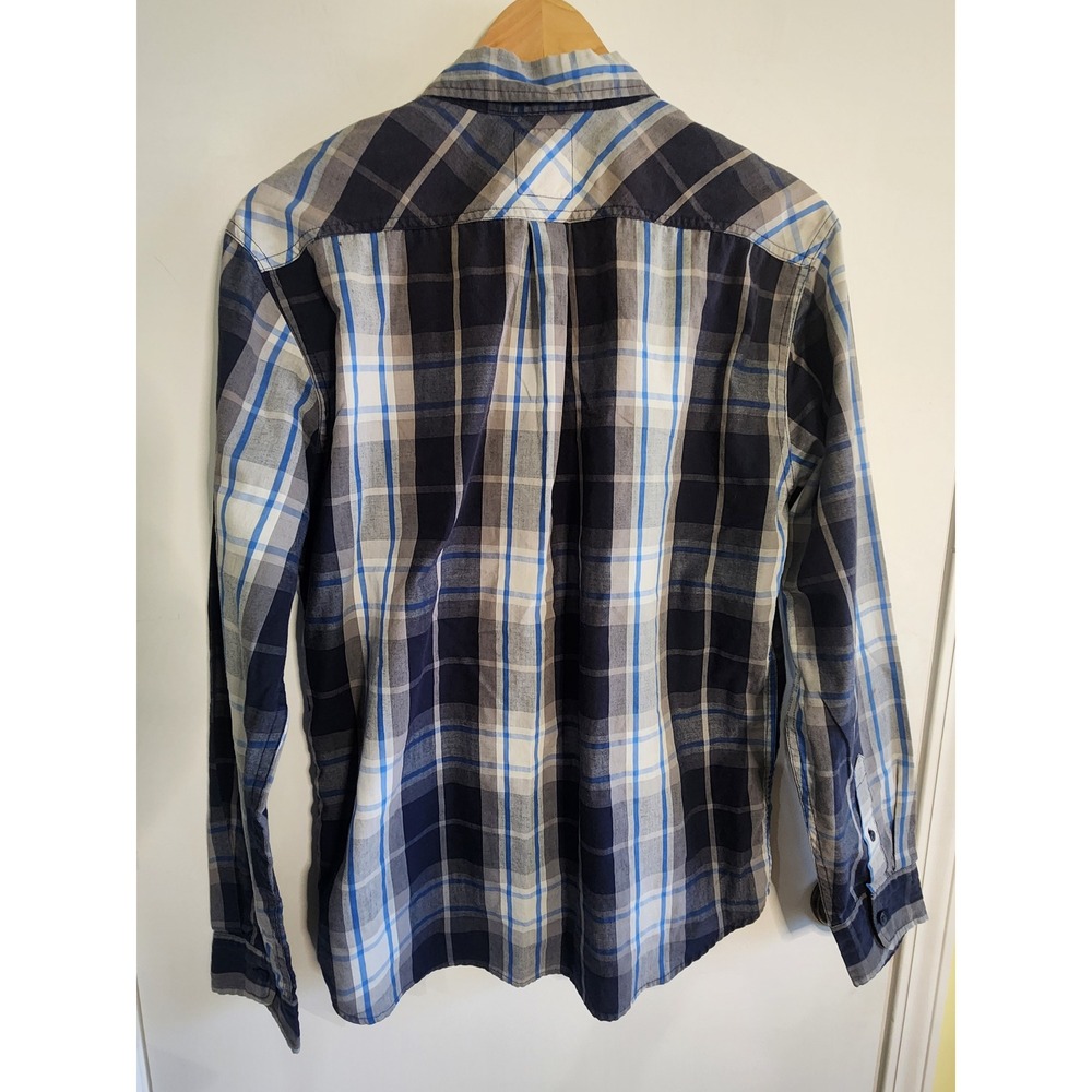Levis Mens M blue gray plaid long sleeve button down casual‎ shirt - Picture 3 of 12